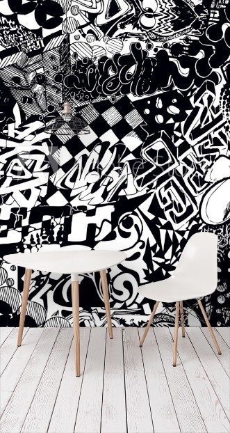 Image de Black and white seamless pattern graffiti sticker bombing